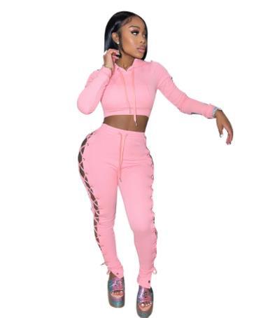Criss Cross Opening Sweatpants Two Piece Set