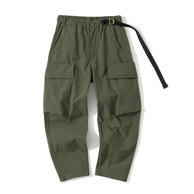 Loose Fitting Wrinkle-resistant Pants w./Built in Belt
