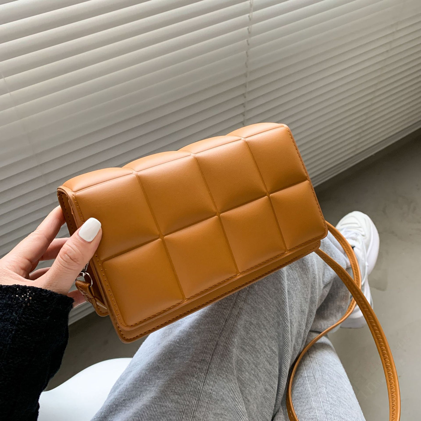 Small Shiny Faux Leather Shoulder Bag