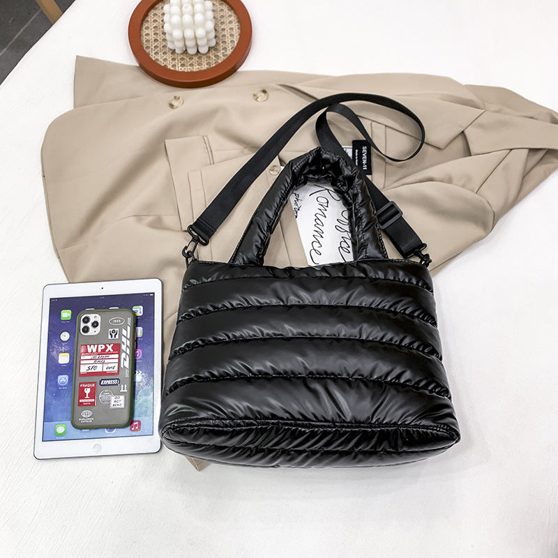 Shiny Puffy Shoulder Handbag