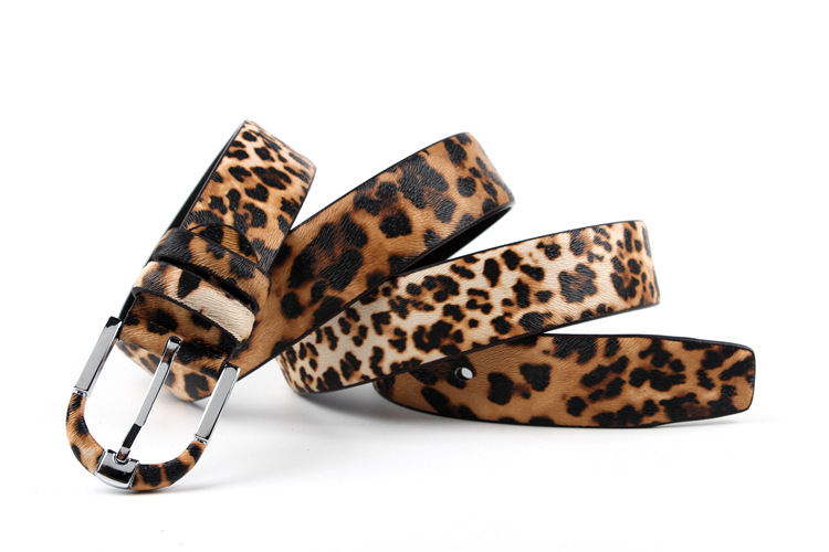 Leopard Print Leather Belt