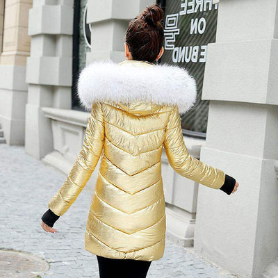 Fluffy & Puffy Slim Fitting Jacket w/Fur Lined Hood