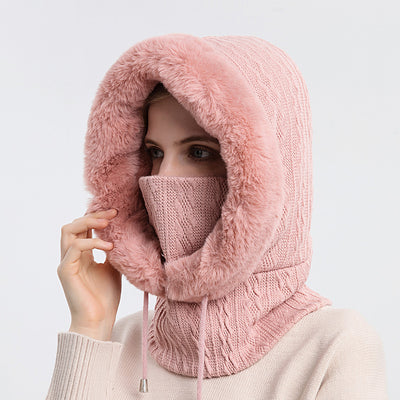 Turtle Neck Drawstring Hat w/Built in Mask