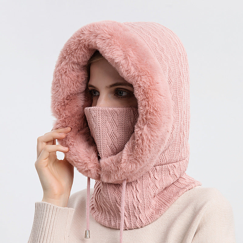 Turtle Neck Drawstring Hat w/Built in Mask
