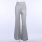 Silver Shiny Wide-leg Pants