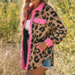 Leopard Contrast Teddy Jacket with Pockets