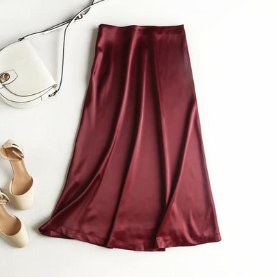 Long Golden Satin Skirt