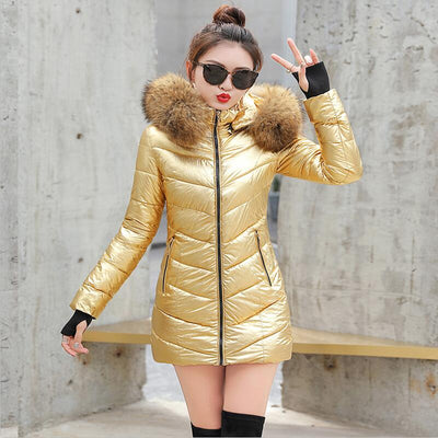 Fluffy & Puffy Slim Fitting Jacket w/Fur Lined Hood