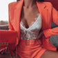 Blazer Top Short Pants with Matching Belt Suit Set
