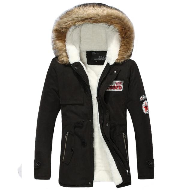 Thick Padded Fleece Army Parka w/Furry Hood