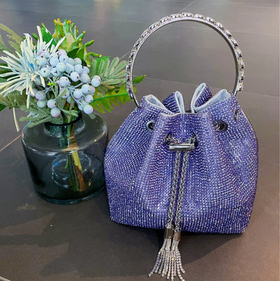 Round Handle Diamond Tassel Bag