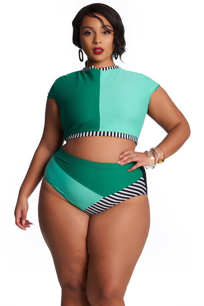 Plus Sized Two Piece Bikini Set-Plus Sizes only