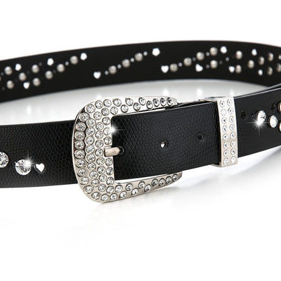 Faux Leather Bling Belt