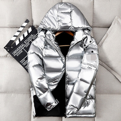 Shiny Puffer White Duck Down Hooded Jacket