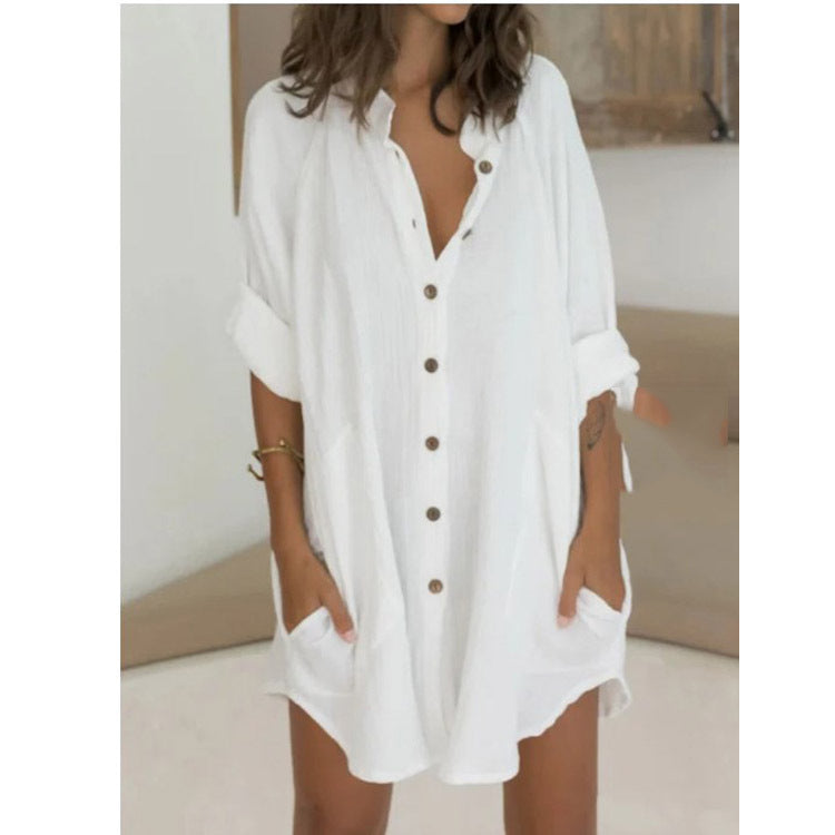 Loose Fitting Long Cardigan w/Low Pockets