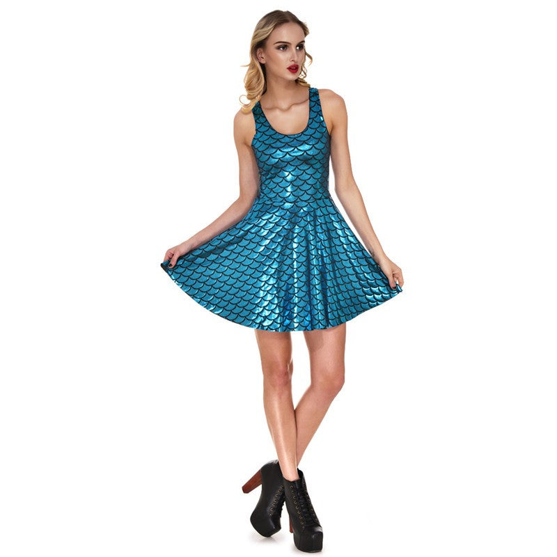 Shiny Mermaid Sleeveless Short Tank Dress (up to 4XL)