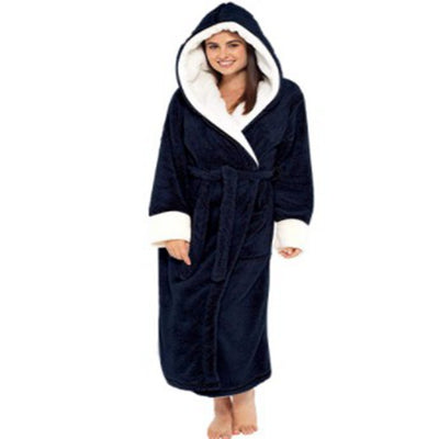Long Bathrobe Night Gown with Hoodie