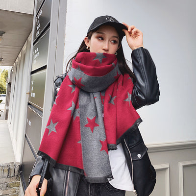 Two Tone Cashmere Scarf with Stars