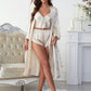 Satin V-Neck Cami, Shorts, and Belted Robe Pajama Set