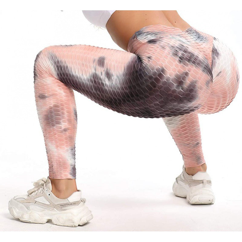 Tie-Dye Jacquard Bubble Yoga/Workout Pants (up to 3XXL)