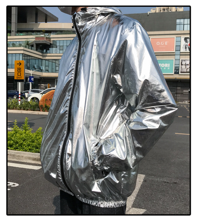 Gold or Silver Hooded Reflective Laser Show Shiny Jacket