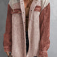 Snap Front Hooded Corduroy Jacket