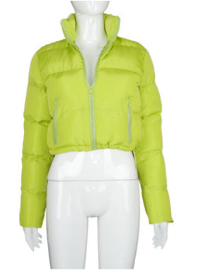 Warm Bread Down Crop Jacket w/Stand-up Collar