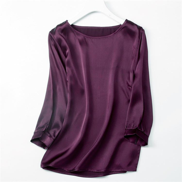 Lantern Sleeve Silkworm Pearl Satin Shirt