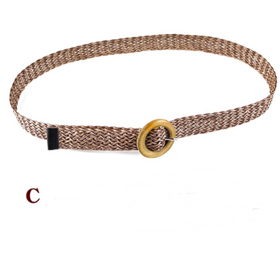 Hemp Weaved Rope Belts w/Wood Buckles