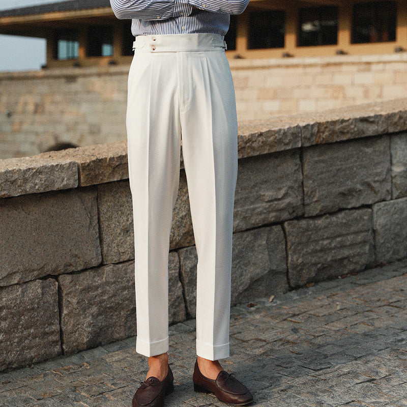 High Waist Retro Straight Italian Pants