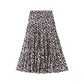 Super Stretch Leopard Print Pleated Skirt