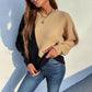 Thick Woolen Contrast Color Wave Sweater