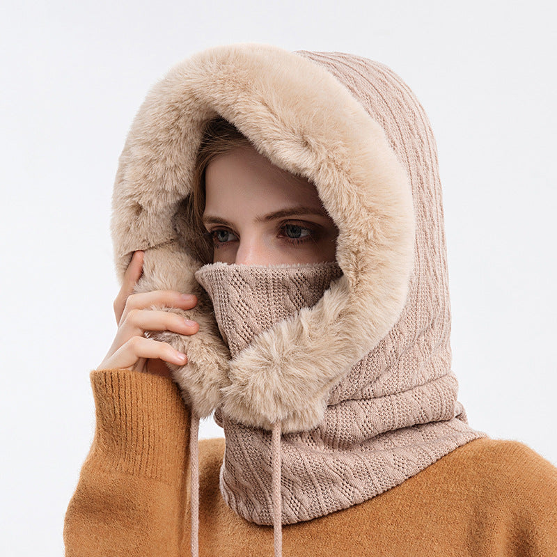 Turtle Neck Drawstring Hat w/Built in Mask