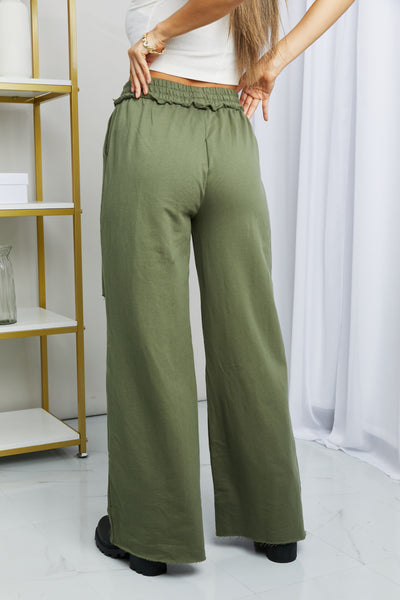 Zenana Distressed Knee-Wide Leg Pants (up to 3XL)