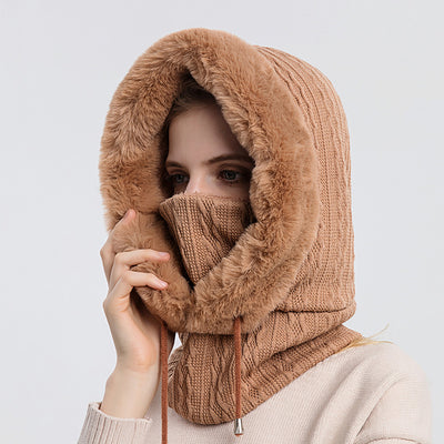 Turtle Neck Drawstring Hat w/Built in Mask