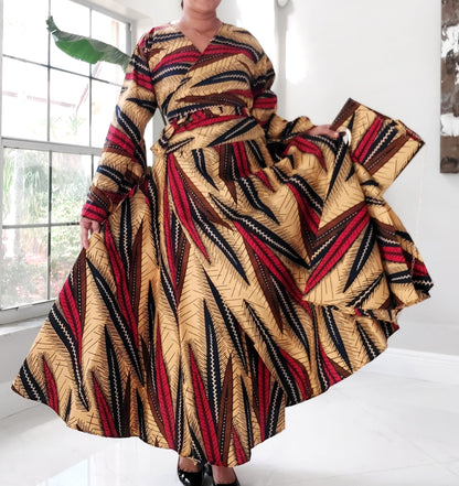 NEW Long Wrap Dress, Scarf & Pocketbook Set