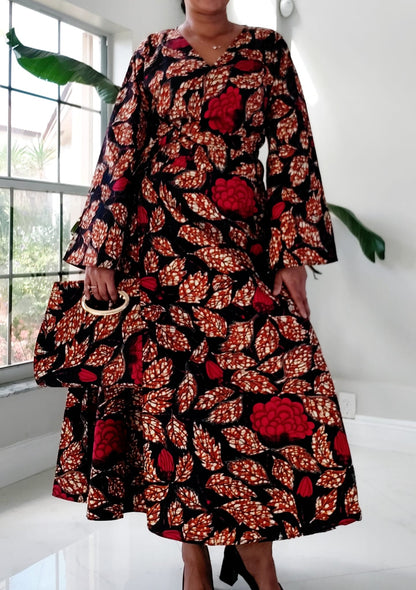 NEW Long Wrap Dress, Scarf & Pocketbook Set