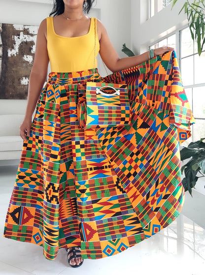 NEW Long Wrap Skirt, Scarf & Pocketbook Set