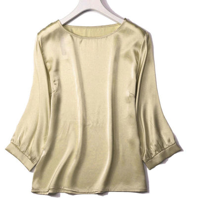 Lantern Sleeve Silkworm Pearl Satin Shirt