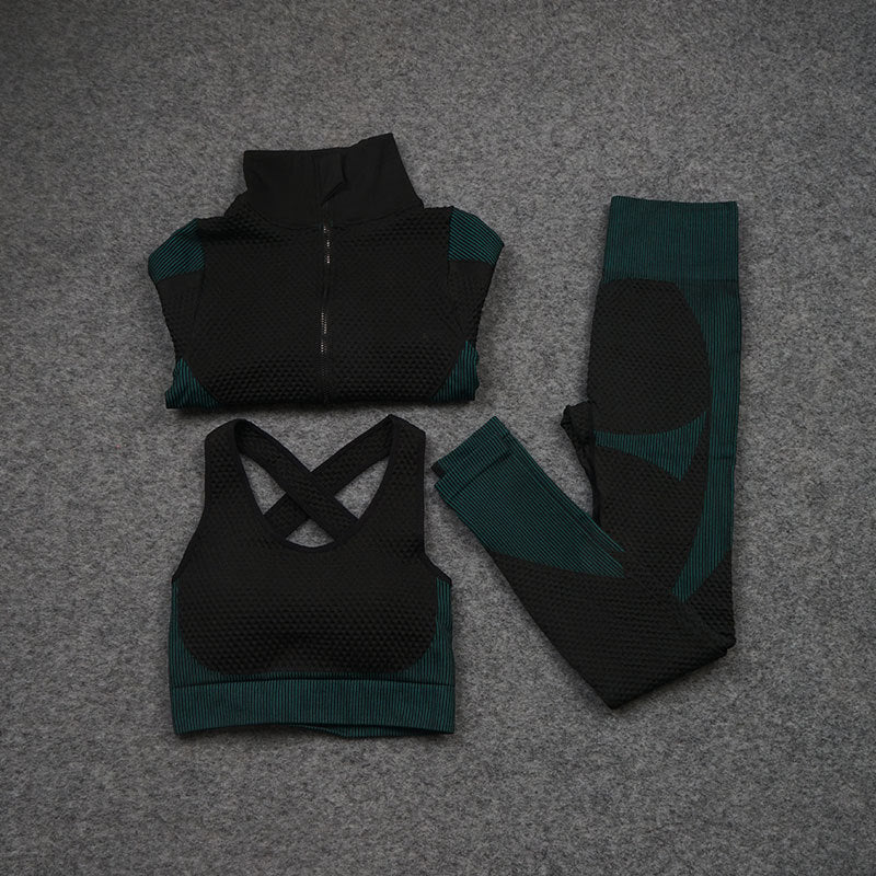 Three-piece Nylon Stretch Fitness Suit