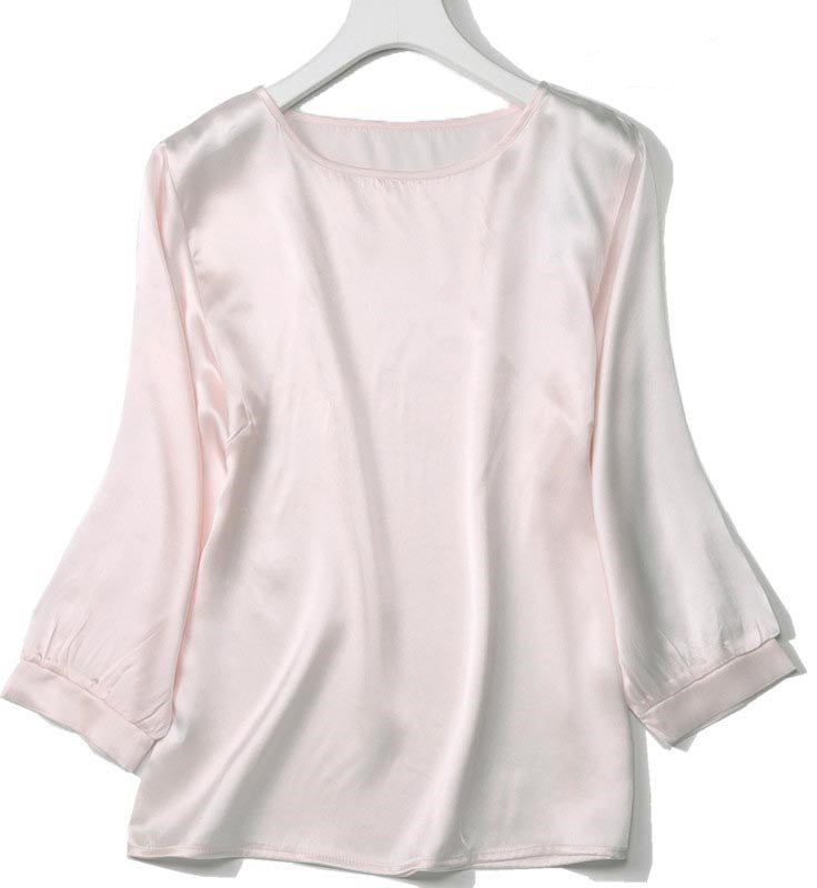 Lantern Sleeve Silkworm Pearl Satin Shirt