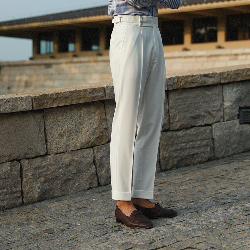 High Waist Retro Straight Italian Pants
