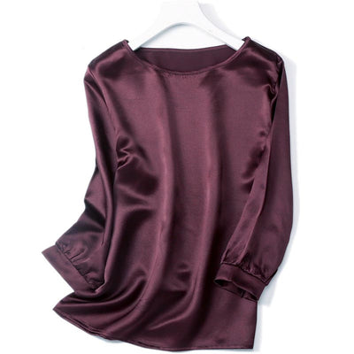 Lantern Sleeve Silkworm Pearl Satin Shirt