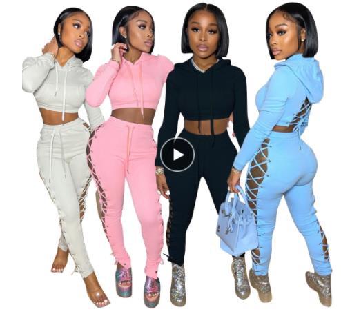Criss Cross Opening Sweatpants Two Piece Set