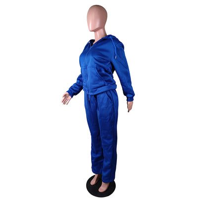 Solid Color Two Piece Sweatsuit w/Hood