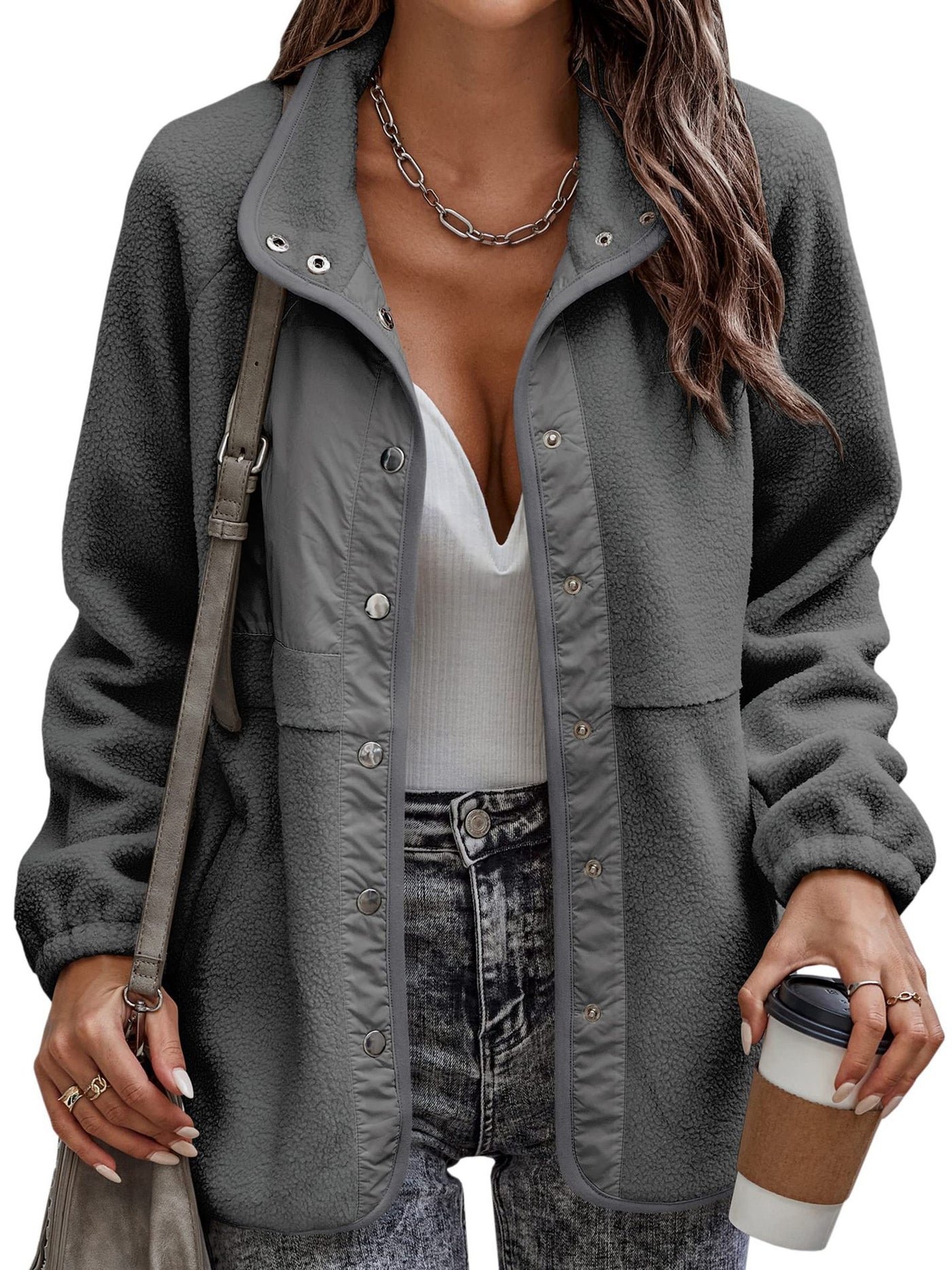 Button Up Polar Fleece Thermal Jacket