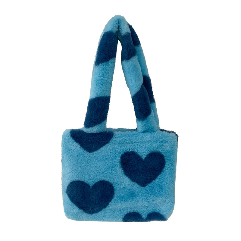 Fluffy Plush Love Heart Underarm Bag