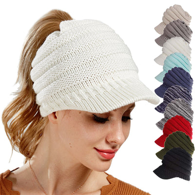 Soft Knitted Ponytail Beanie Cap