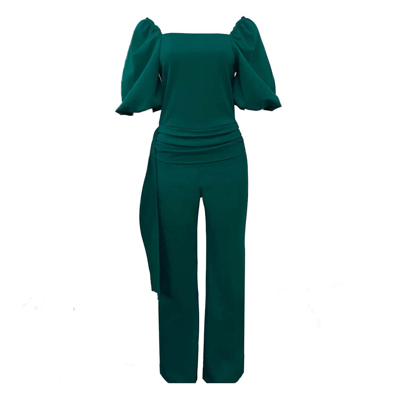 Solid Color Elegant Jumpsuit w/Wrap Tie (up to 3XL)