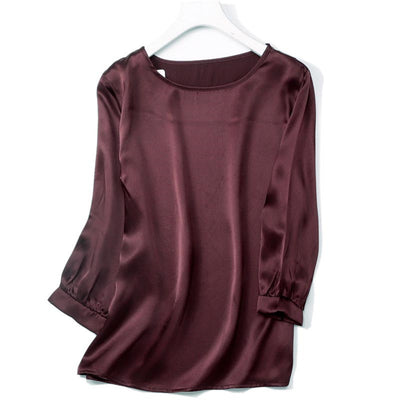 Lantern Sleeve Silkworm Pearl Satin Shirt